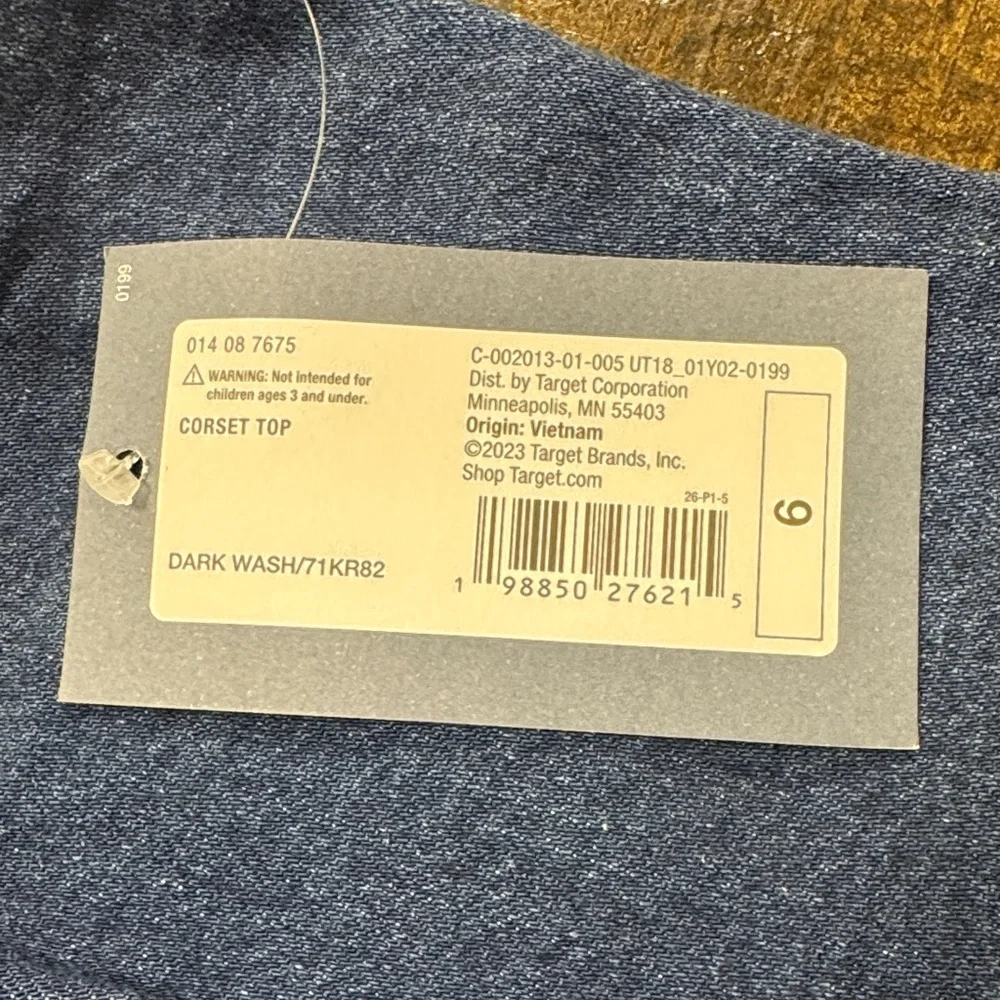 Universal Thread Dark Blue Denim Strapless Bustier Top size 6 - Picture 2 of 4